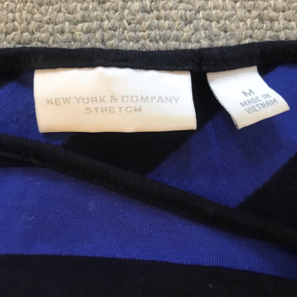 New York & Company  Blue and Black Stretch Shirt - M